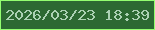 文字の大きさ：1、枠の色：93fe70、背景の色：2c6932、文字の色：abd1b3 無料ブログパーツのブログ時計