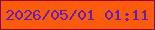 文字の大きさ：2、枠の色：94082c、背景の色：fb5b0a、文字の色：671dad 無料ブログパーツのブログ時計