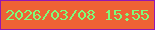 文字の大きさ：3、枠の色：9417b2、背景の色：ee6235、文字の色：7dfc7b 無料ブログパーツのブログ時計