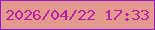 文字の大きさ：1、枠の色：9419cb、背景の色：e3998e、文字の色：b920a3 無料ブログパーツのブログ時計