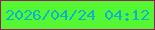 文字の大きさ：4、枠の色：941d61、背景の色：54f732、文字の色：0eb2cd 無料ブログパーツのブログ時計