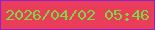文字の大きさ：2、枠の色：9420c9、背景の色：e93d5a、文字の色：7bd83f 無料ブログパーツのブログ時計