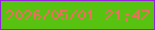 文字の大きさ：5、枠の色：9421db、背景の色：57c210、文字の色：ef6c62 無料ブログパーツのブログ時計