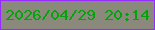 文字の大きさ：4、枠の色：942dfc、背景の色：8b897c、文字の色：03a30b 無料ブログパーツのブログ時計