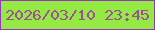 文字の大きさ：3、枠の色：9436c1、背景の色：94ea42、文字の色：a24c9e 無料ブログパーツのブログ時計