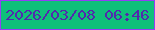 文字の大きさ：1、枠の色：943ef5、背景の色：0fc07a、文字の色：5228ad 無料ブログパーツのブログ時計