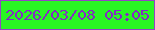 文字の大きさ：5、枠の色：9444c5、背景の色：29f623、文字の色：842ac4 無料ブログパーツのブログ時計