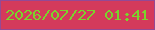 文字の大きさ：3、枠の色：944995、背景の色：d43a5b、文字の色：7ad42c 無料ブログパーツのブログ時計