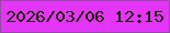 文字の大きさ：2、枠の色：9449a1、背景の色：e635fb、文字の色：1c2908 無料ブログパーツのブログ時計