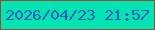 文字の大きさ：1、枠の色：944d37、背景の色：02e5b2、文字の色：245cba 無料ブログパーツのブログ時計