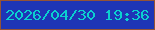 文字の大きさ：3、枠の色：945336、背景の色：1e35b6、文字の色：0bd0cf 無料ブログパーツのブログ時計