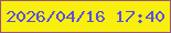 文字の大きさ：1、枠の色：945676、背景の色：f8ef0d、文字の色：5a4edf 無料ブログパーツのブログ時計