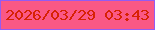 文字の大きさ：5、枠の色：945bf2、背景の色：fa5885、文字の色：d72104 無料ブログパーツのブログ時計