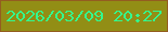 文字の大きさ：5、枠の色：945d20、背景の色：928e15、文字の色：34f88d 無料ブログパーツのブログ時計