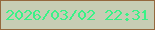 文字の大きさ：3、枠の色：94683d、背景の色：c7cdb4、文字の色：3af287 無料ブログパーツのブログ時計