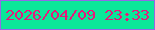 文字の大きさ：1、枠の色：9468e7、背景の色：0ce799、文字の色：e6197b 無料ブログパーツのブログ時計