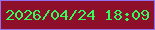 文字の大きさ：4、枠の色：9470ef、背景の色：8d0f2a、文字の色：35f95d 無料ブログパーツのブログ時計