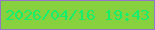 文字の大きさ：4、枠の色：9477c7、背景の色：86d13d、文字の色：15ee6a 無料ブログパーツのブログ時計