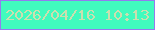 文字の大きさ：5、枠の色：947bef、背景の色：41fbbe、文字の色：ccdfaf 無料ブログパーツのブログ時計