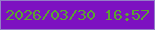 文字の大きさ：2、枠の色：947dc8、背景の色：7d11c1、文字の色：5ba431 無料ブログパーツのブログ時計