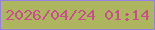 文字の大きさ：2、枠の色：9481e4、背景の色：aeb55f、文字の色：c65089 無料ブログパーツのブログ時計