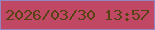 文字の大きさ：4、枠の色：9486c1、背景の色：c04864、文字の色：574214 無料ブログパーツのブログ時計