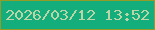 文字の大きさ：5、枠の色：949c25、背景の色：13ae7b、文字の色：bcd5a8 無料ブログパーツのブログ時計