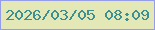 文字の大きさ：3、枠の色：949de9、背景の色：e3e8b6、文字の色：3d9092 無料ブログパーツのブログ時計