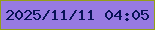 文字の大きさ：5、枠の色：949f17、背景の色：977ae2、文字の色：081357 無料ブログパーツのブログ時計