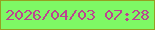 文字の大きさ：5、枠の色：94a022、背景の色：7ef865、文字の色：bc4391 無料ブログパーツのブログ時計