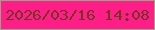 文字の大きさ：5、枠の色：94a58a、背景の色：ff1d87、文字の色：773326 無料ブログパーツのブログ時計