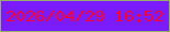 文字の大きさ：3、枠の色：94ad69、背景の色：7b1cfe、文字の色：f30336 無料ブログパーツのブログ時計