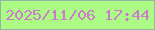 文字の大きさ：5、枠の色：94b5a2、背景の色：abfb84、文字の色：cb7acc 無料ブログパーツのブログ時計