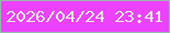 文字の大きさ：4、枠の色：94b8ac、背景の色：ec42fd、文字の色：e7eadd 無料ブログパーツのブログ時計