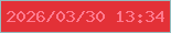 文字の大きさ：1、枠の色：94bcbf、背景の色：e33137、文字の色：fe7a8e 無料ブログパーツのブログ時計
