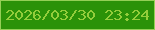 文字の大きさ：5、枠の色：94cf56、背景の色：2b9208、文字の色：93cd3b 無料ブログパーツのブログ時計