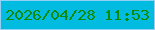 文字の大きさ：4、枠の色：94cff5、背景の色：01bbe1、文字の色：0d8c0a 無料ブログパーツのブログ時計