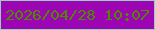 文字の大きさ：3、枠の色：94d0bc、背景の色：9d05b4、文字の色：4c8b00 無料ブログパーツのブログ時計