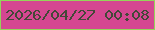 文字の大きさ：1、枠の色：94d45a、背景の色：d54791、文字の色：434838 無料ブログパーツのブログ時計