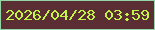 文字の大きさ：4、枠の色：94d4a6、背景の色：5b2e34、文字の色：c2f548 無料ブログパーツのブログ時計