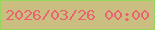 文字の大きさ：4、枠の色：94d75c、背景の色：cabe81、文字の色：e96371 無料ブログパーツのブログ時計