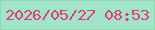 文字の大きさ：4、枠の色：94d7a8、背景の色：a0e4cc、文字の色：e43b70 無料ブログパーツのブログ時計