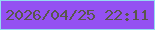 文字の大きさ：4、枠の色：94daf2、背景の色：9451f2、文字の色：59574b 無料ブログパーツのブログ時計
