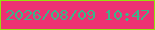 文字の大きさ：1、枠の色：94e10d、背景の色：ed3173、文字の色：3bb689 無料ブログパーツのブログ時計