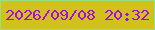 文字の大きさ：1、枠の色：94e184、背景の色：d0c11c、文字の色：ab0adc 無料ブログパーツのブログ時計