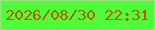 文字の大きさ：2、枠の色：94e779、背景の色：4dfd38、文字の色：ba5c0e 無料ブログパーツのブログ時計
