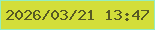 文字の大きさ：3、枠の色：94eebf、背景の色：d3de39、文字の色：575a23 無料ブログパーツのブログ時計