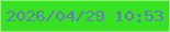 文字の大きさ：4、枠の色：94f078、背景の色：36e221、文字の色：677bba 無料ブログパーツのブログ時計