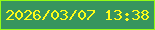 文字の大きさ：2、枠の色：94fb16、背景の色：37955e、文字の色：fffd18 無料ブログパーツのブログ時計