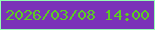 文字の大きさ：4、枠の色：94fdb4、背景の色：7b33b8、文字の色：5ccd23 無料ブログパーツのブログ時計